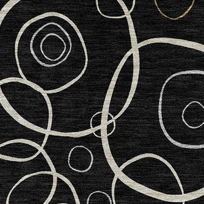 9' X 12' Black Ivory And Brown Geometric Washable Indoor Outdoor Area Rug HomeRoots