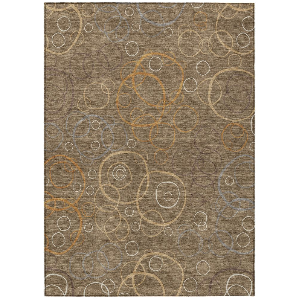 3' X 5' Brown Copper And Ivory Geometric Washable Indoor Outdoor Area Rug HomeRoots