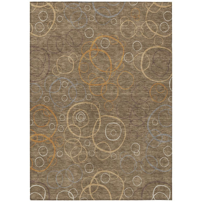 3' X 5' Brown Copper And Ivory Geometric Washable Indoor Outdoor Area Rug HomeRoots