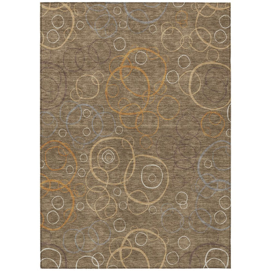 3' X 5' Brown Copper And Ivory Geometric Washable Indoor Outdoor Area Rug HomeRoots