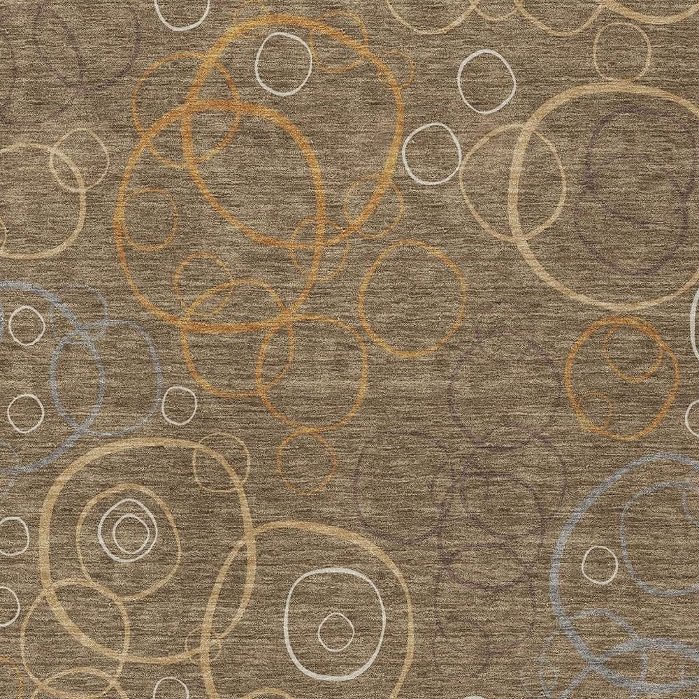 5' X 8' Brown Copper And Ivory Geometric Washable Indoor Outdoor Area Rug HomeRoots