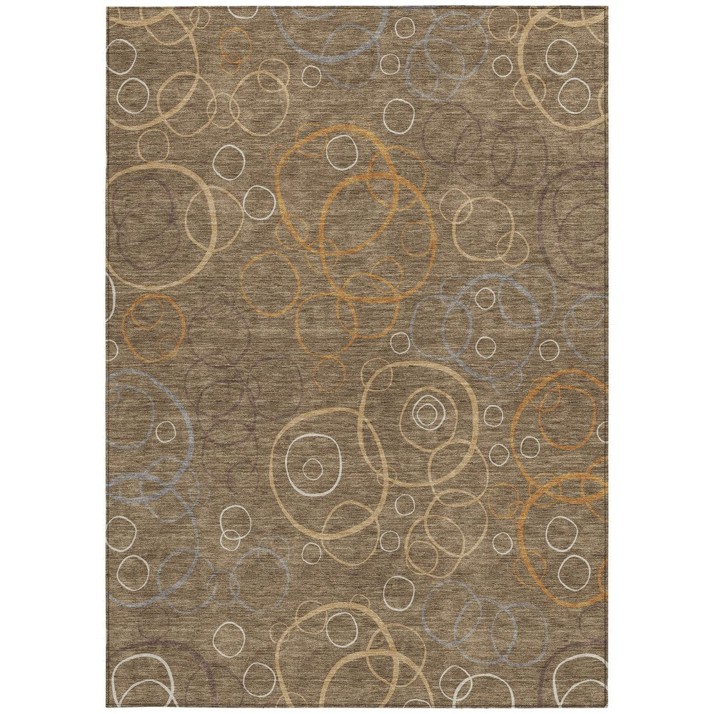 8' X 10' Brown Copper And Ivory Geometric Washable Indoor Outdoor Area Rug HomeRoots