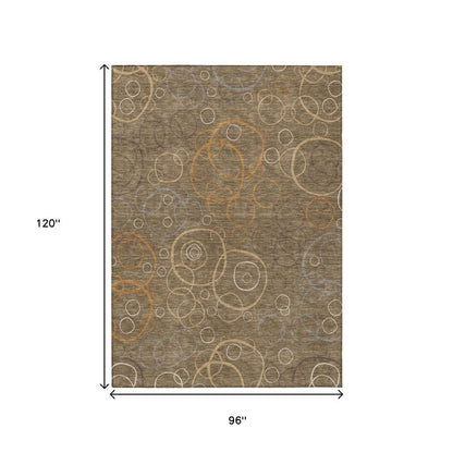 8' X 10' Brown Copper And Ivory Geometric Washable Indoor Outdoor Area Rug HomeRoots