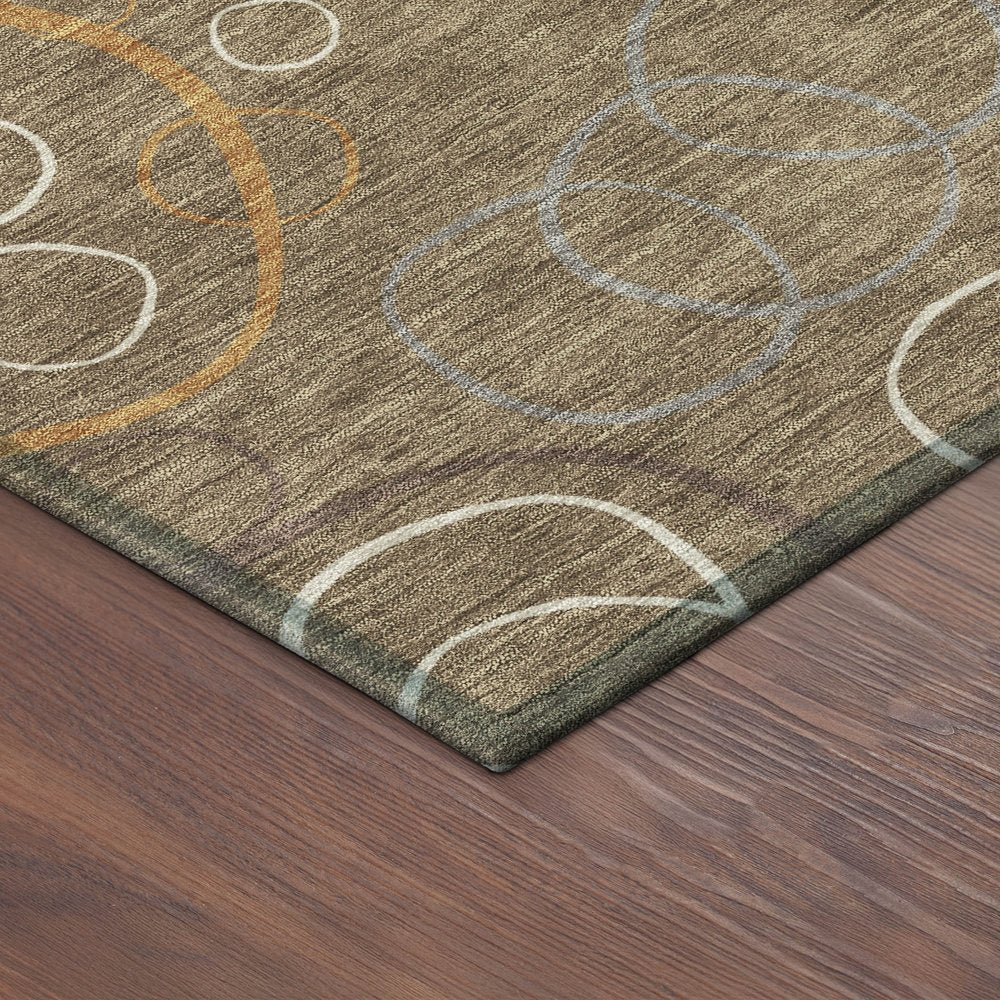 8' X 10' Brown Copper And Ivory Geometric Washable Indoor Outdoor Area Rug HomeRoots