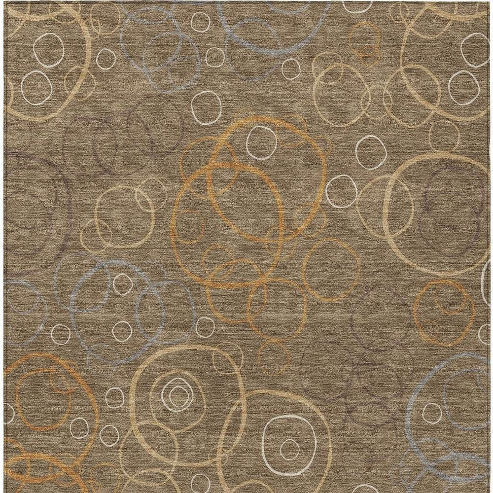 9' X 12' Brown Copper And Ivory Geometric Washable Indoor Outdoor Area Rug HomeRoots