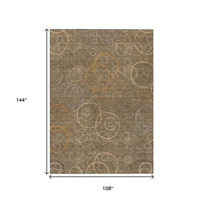 9' X 12' Brown Copper And Ivory Geometric Washable Indoor Outdoor Area Rug HomeRoots