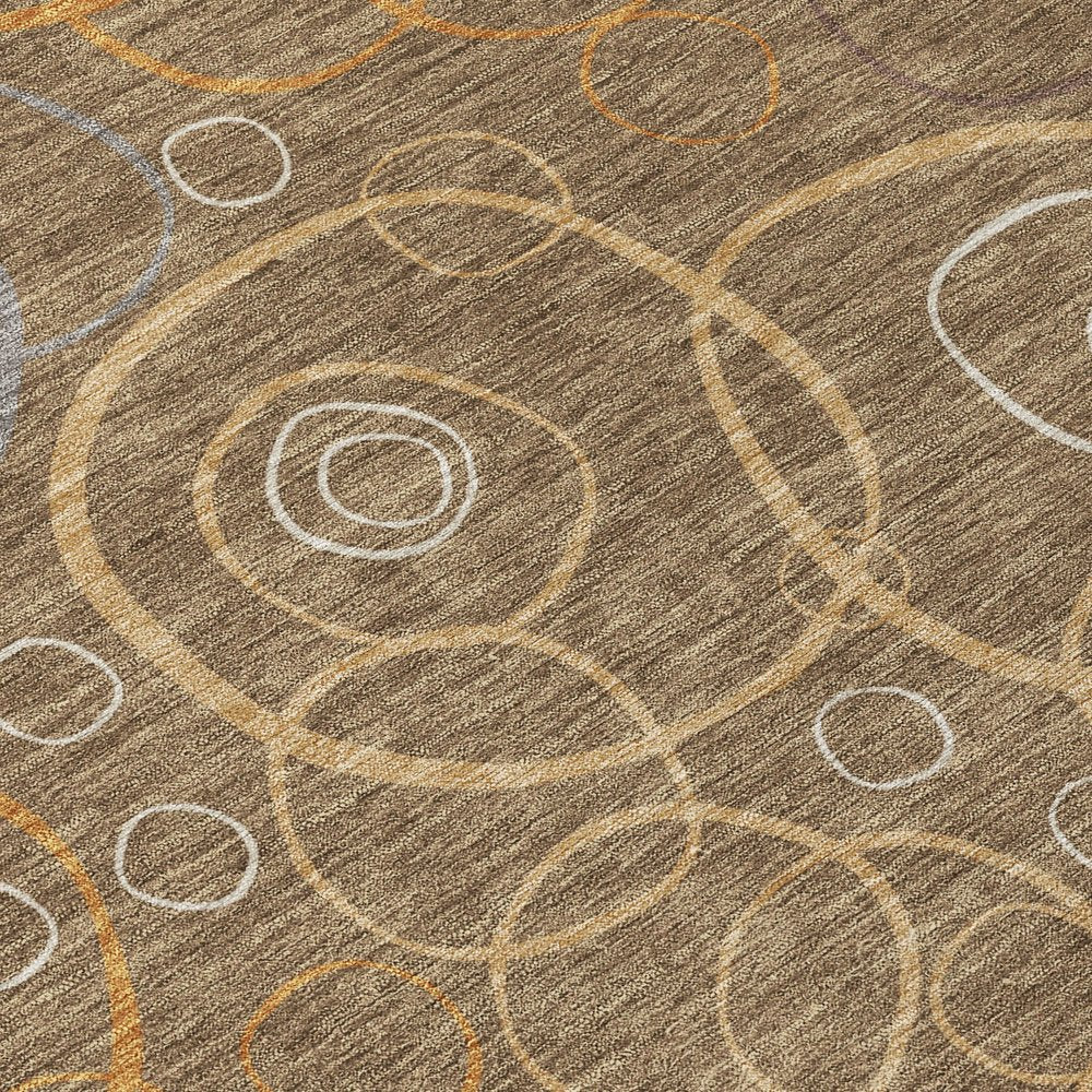 9' X 12' Brown Copper And Ivory Geometric Washable Indoor Outdoor Area Rug HomeRoots