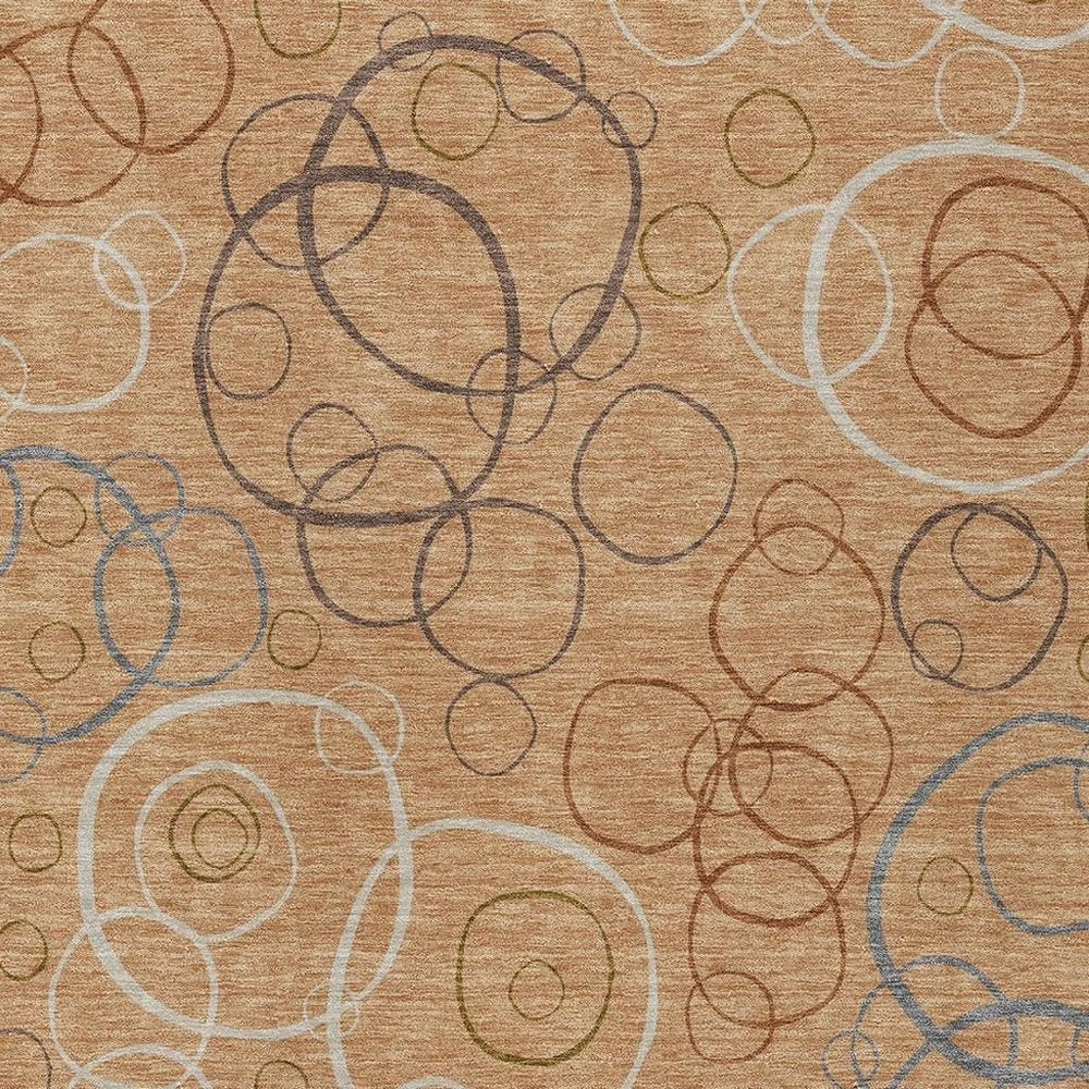 8' X 10' Copper Silver And Rust Geometric Washable Indoor Outdoor Area Rug HomeRoots