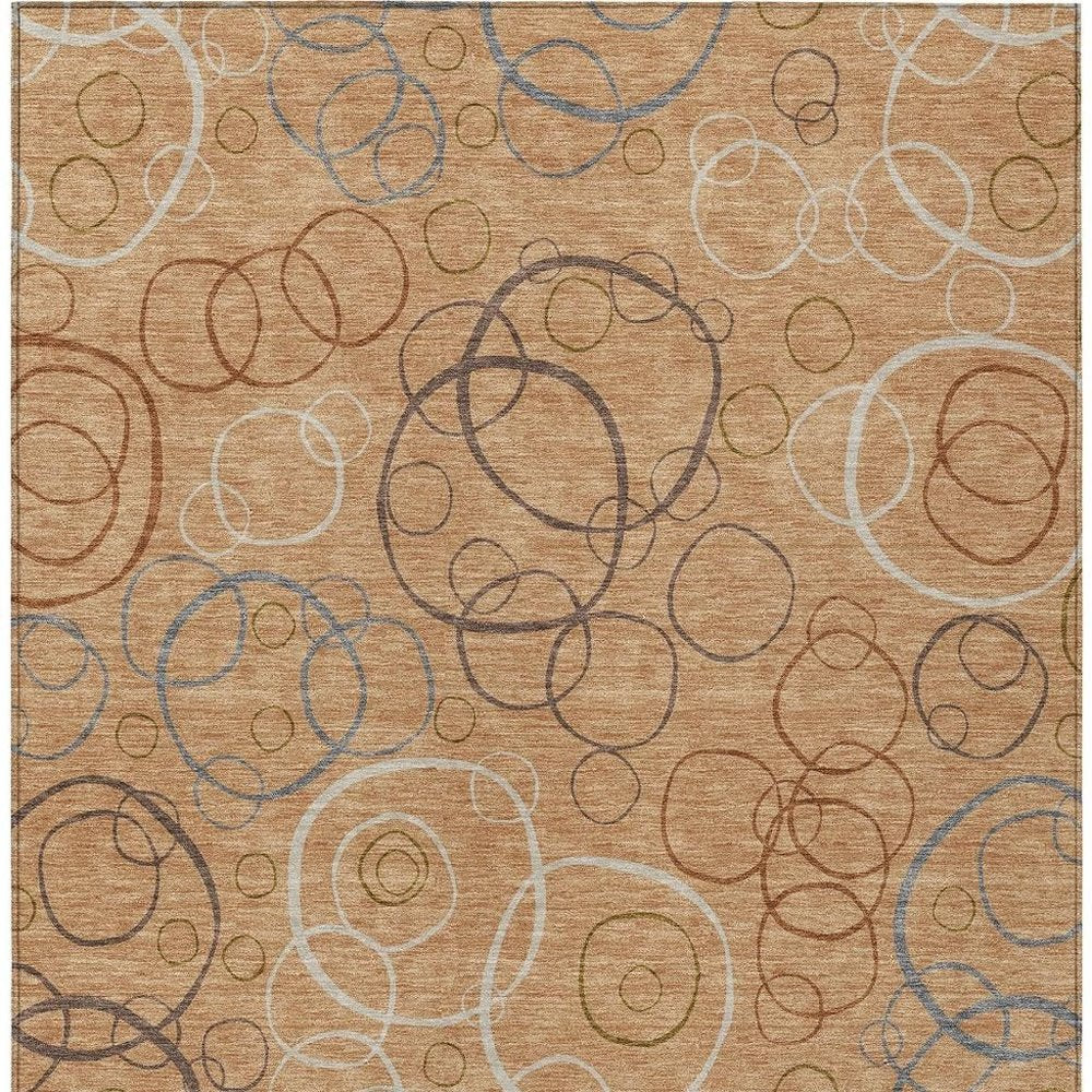 8' X 10' Copper Silver And Rust Geometric Washable Indoor Outdoor Area Rug HomeRoots