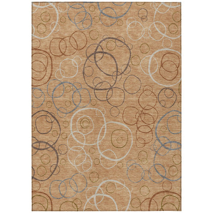 8' X 10' Copper Silver And Rust Geometric Washable Indoor Outdoor Area Rug HomeRoots