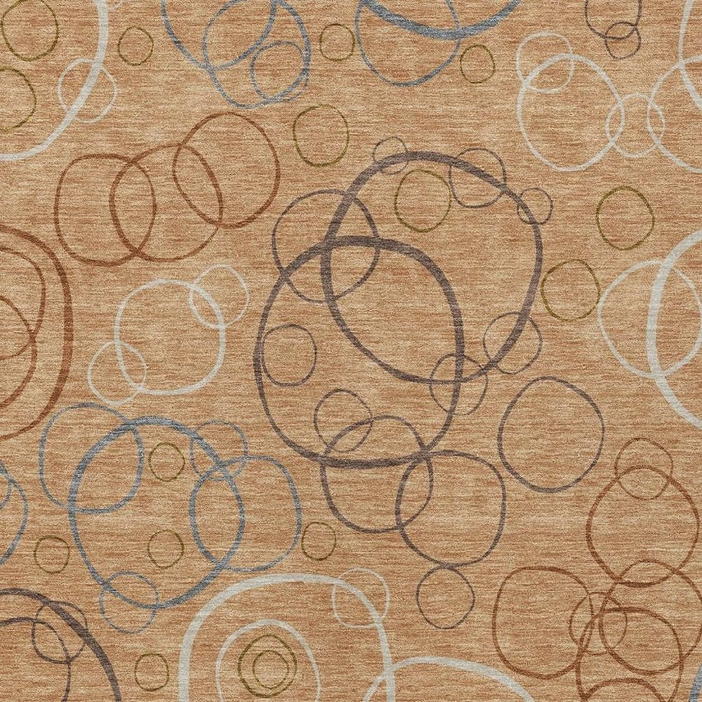 10' X 14' Copper Silver And Rust Geometric Washable Indoor Outdoor Area Rug HomeRoots