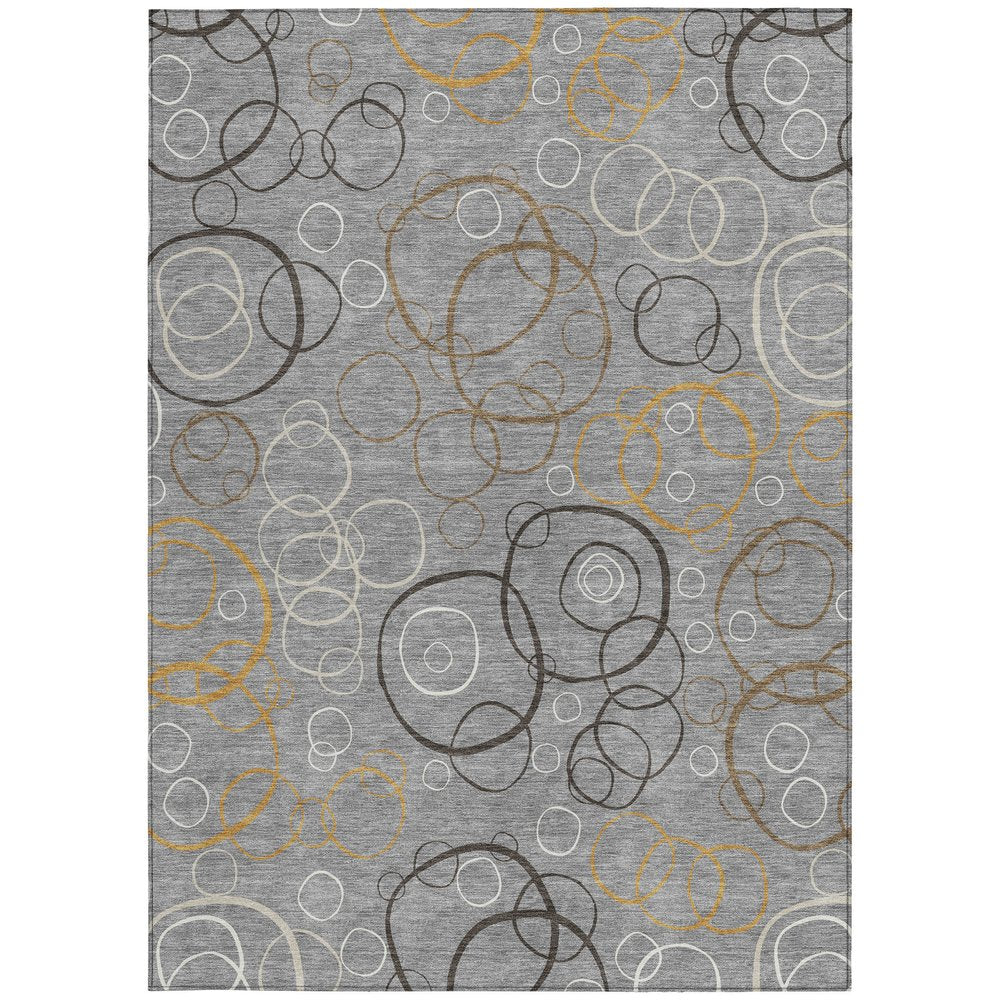 5' X 8' Gray Silver And Black Geometric Washable Indoor Outdoor Area Rug HomeRoots