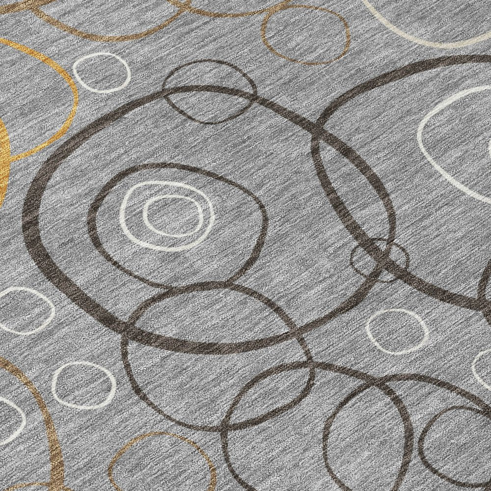 5' X 8' Gray Silver And Black Geometric Washable Indoor Outdoor Area Rug HomeRoots