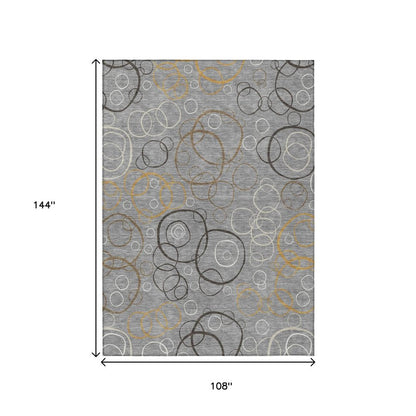 9' X 12' Gray Silver And Black Geometric Washable Indoor Outdoor Area Rug HomeRoots