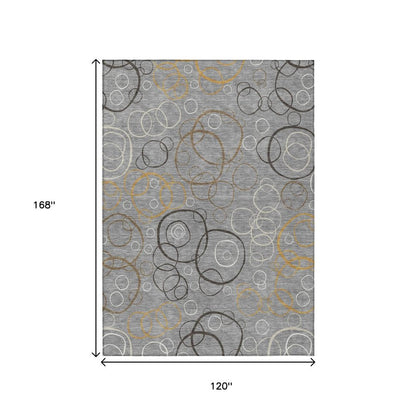 10' X 14' Gray Silver And Black Geometric Washable Indoor Outdoor Area Rug HomeRoots