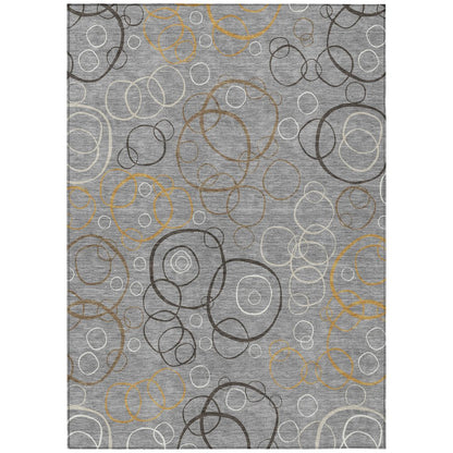 10' X 14' Gray Silver And Black Geometric Washable Indoor Outdoor Area Rug HomeRoots