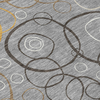 10' X 14' Gray Silver And Black Geometric Washable Indoor Outdoor Area Rug HomeRoots