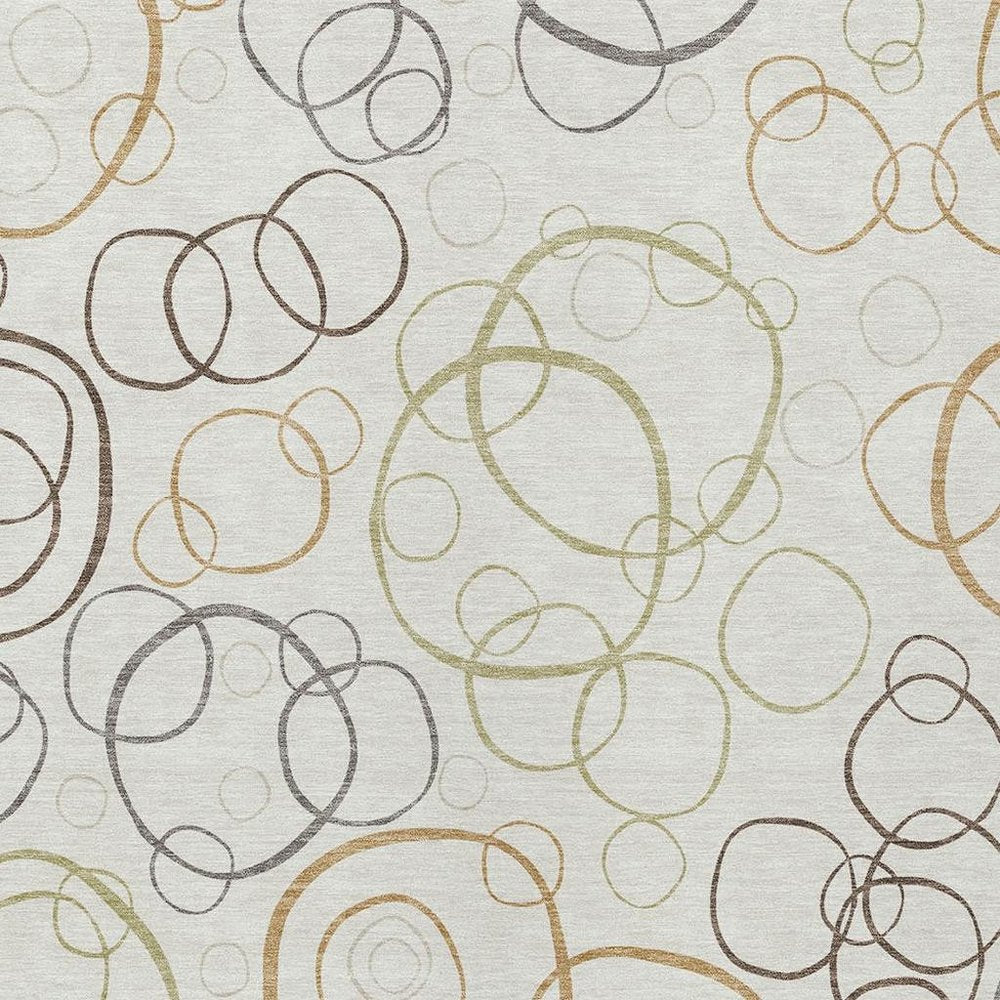 3' X 5' Ivory Gray And Walnut Geometric Washable Indoor Outdoor Area Rug HomeRoots