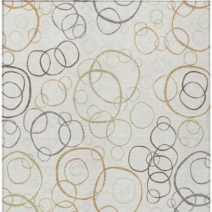 3' X 5' Ivory Gray And Walnut Geometric Washable Indoor Outdoor Area Rug HomeRoots