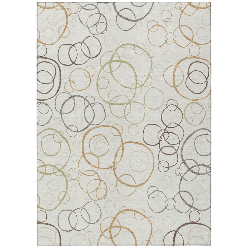 3' X 5' Ivory Gray And Walnut Geometric Washable Indoor Outdoor Area Rug HomeRoots