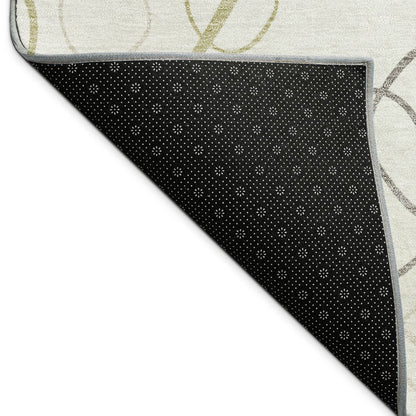3' X 5' Ivory Gray And Walnut Geometric Washable Indoor Outdoor Area Rug HomeRoots