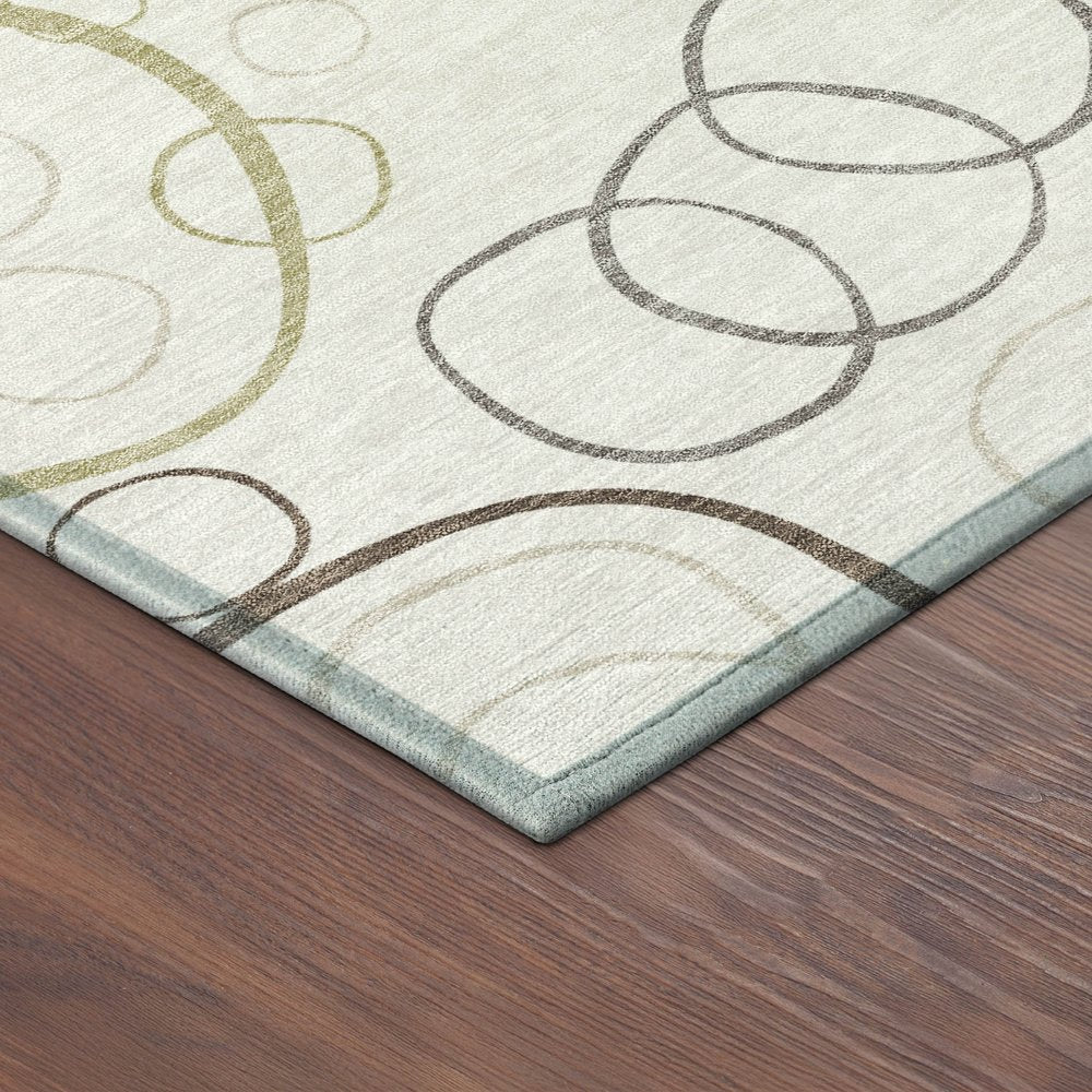 3' X 5' Ivory Gray And Walnut Geometric Washable Indoor Outdoor Area Rug HomeRoots