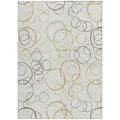 9' X 12' Ivory Gray And Walnut Geometric Washable Indoor Outdoor Area Rug HomeRoots