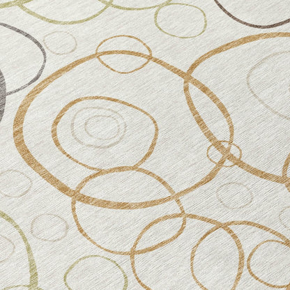 9' X 12' Ivory Gray And Walnut Geometric Washable Indoor Outdoor Area Rug HomeRoots