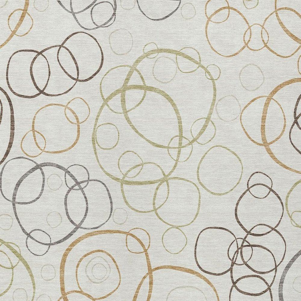 10' X 14' Ivory Gray And Walnut Geometric Washable Indoor Outdoor Area Rug HomeRoots