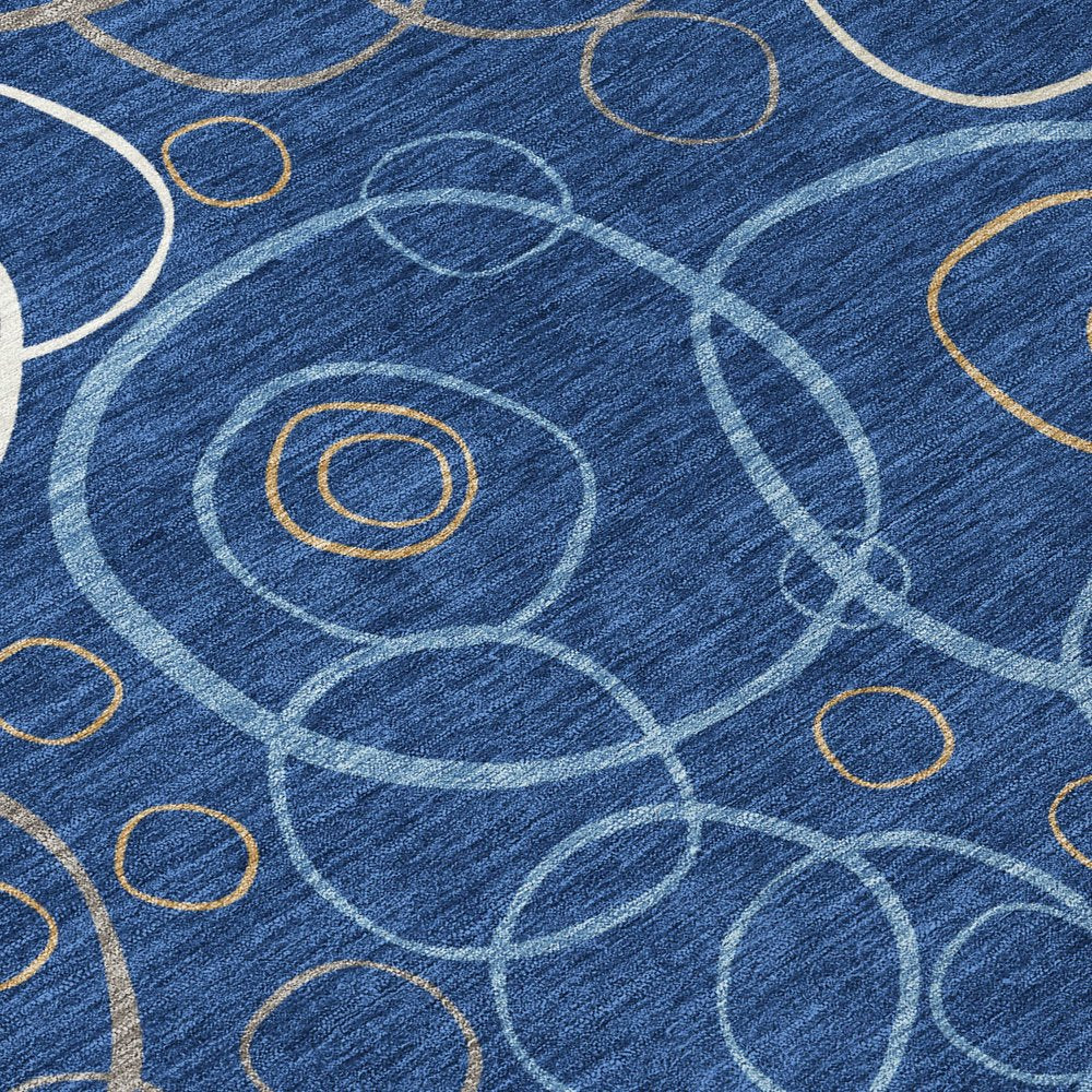 9' X 12' Navy Blue Ivory And Brown Geometric Washable Indoor Outdoor Area Rug HomeRoots