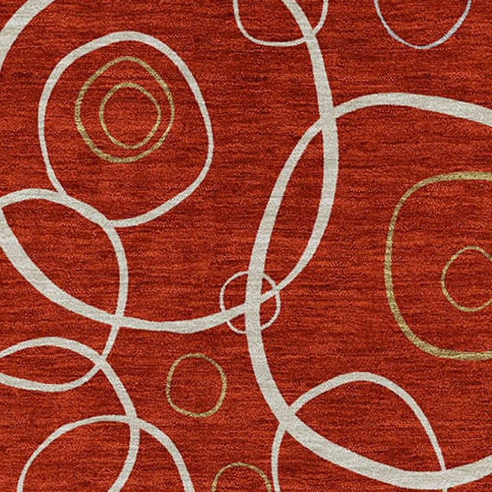 3' X 5' Red And Ivory Geometric Washable Indoor Outdoor Area Rug HomeRoots