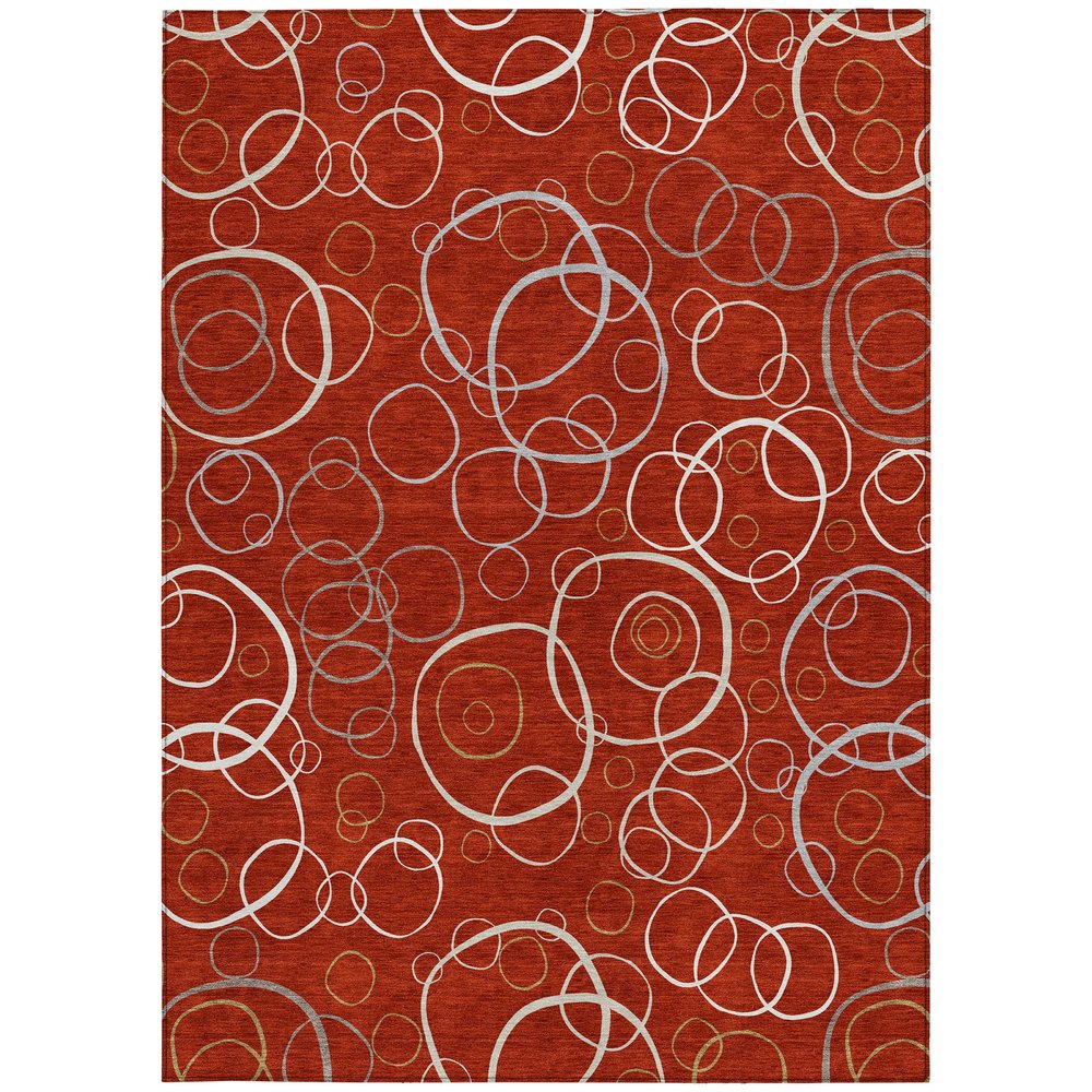 5' X 8' Red And Ivory Geometric Washable Indoor Outdoor Area Rug HomeRoots