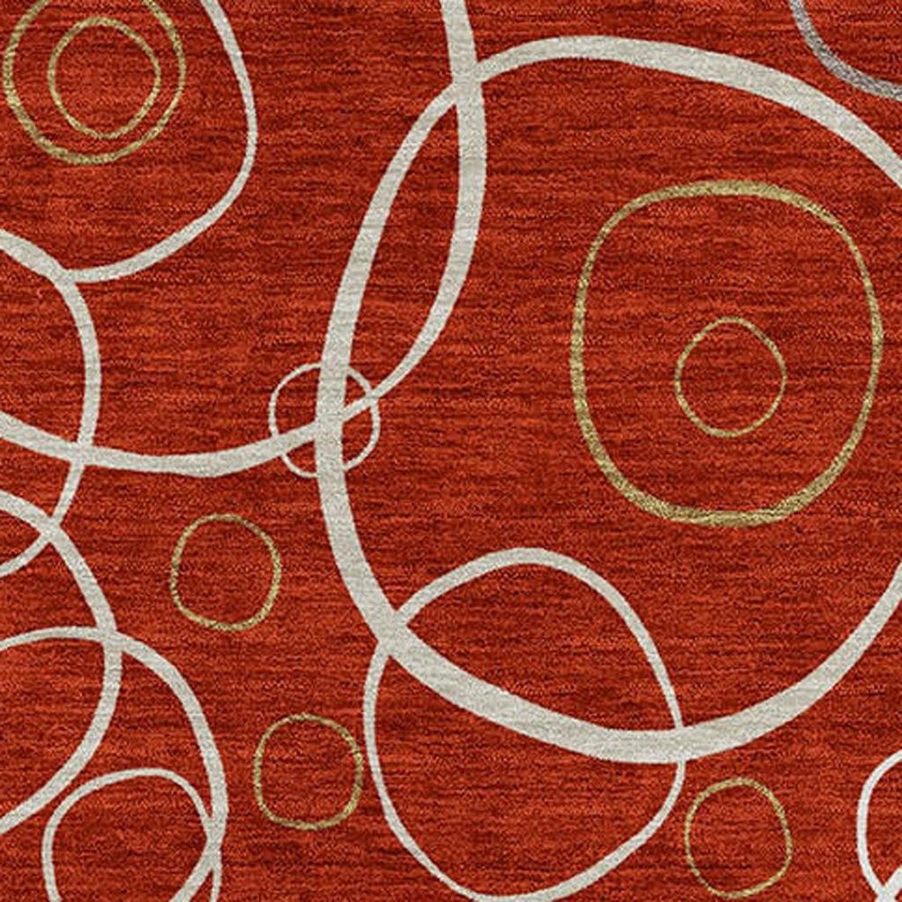 8' X 10' Red And Ivory Geometric Washable Indoor Outdoor Area Rug HomeRoots