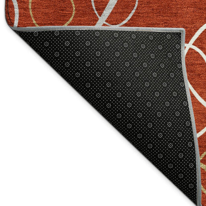 8' X 10' Red And Ivory Geometric Washable Indoor Outdoor Area Rug HomeRoots