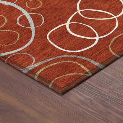 9' X 12' Red And Ivory Geometric Washable Indoor Outdoor Area Rug HomeRoots