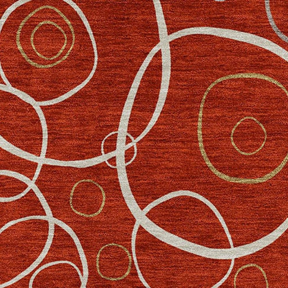 10' X 14' Red And Ivory Geometric Washable Indoor Outdoor Area Rug HomeRoots