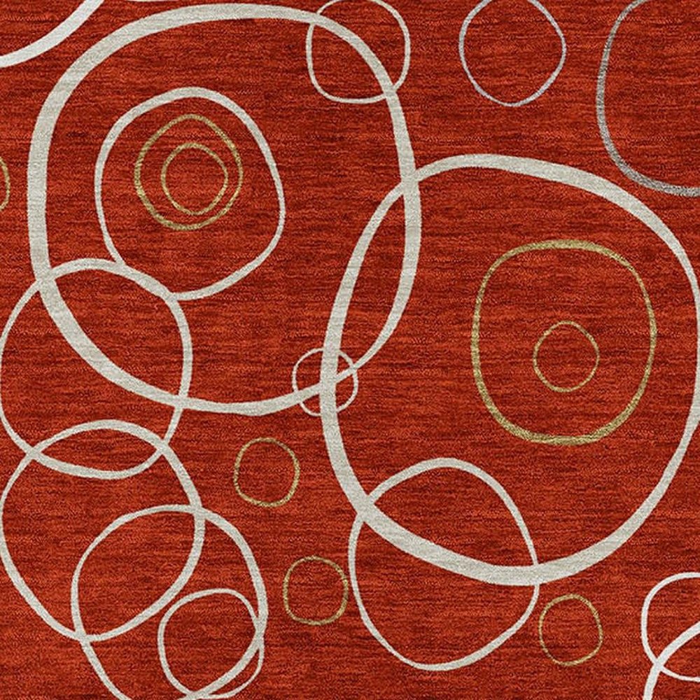 10' X 14' Red And Ivory Geometric Washable Indoor Outdoor Area Rug HomeRoots