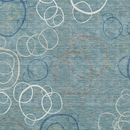9' X 12' Teal Blue Beige And Ivory Geometric Washable Indoor Outdoor Area Rug HomeRoots