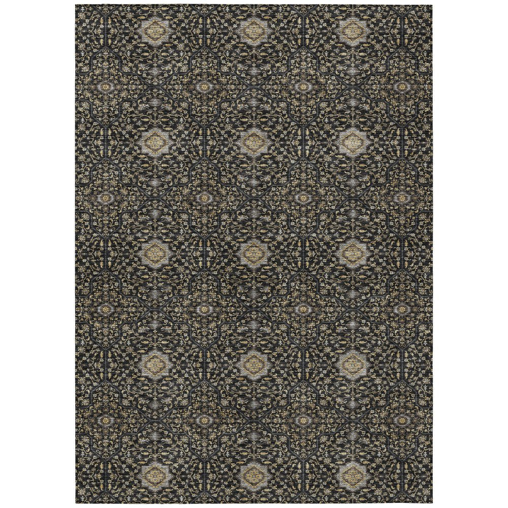 5' X 8' Black Brown And Gray Oriental Washable Indoor Outdoor Area Rug HomeRoots