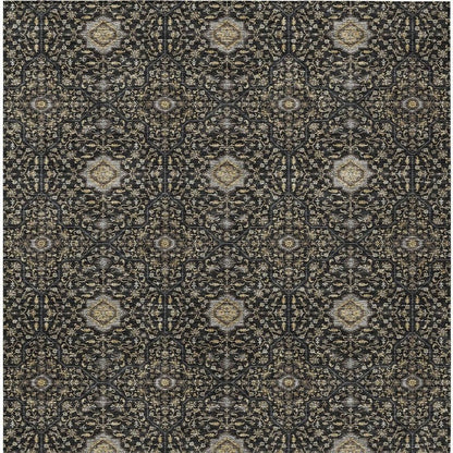 9' X 12' Black Brown And Gray Oriental Washable Indoor Outdoor Area Rug HomeRoots