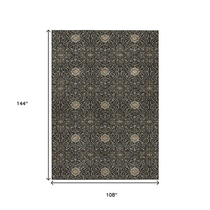 9' X 12' Black Brown And Gray Oriental Washable Indoor Outdoor Area Rug HomeRoots