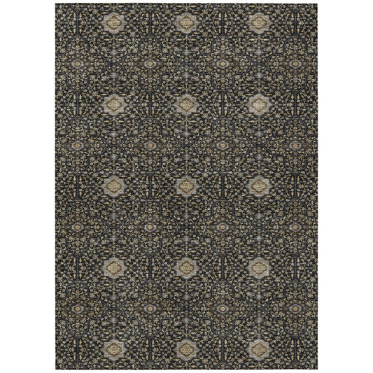9' X 12' Black Brown And Gray Oriental Washable Indoor Outdoor Area Rug HomeRoots