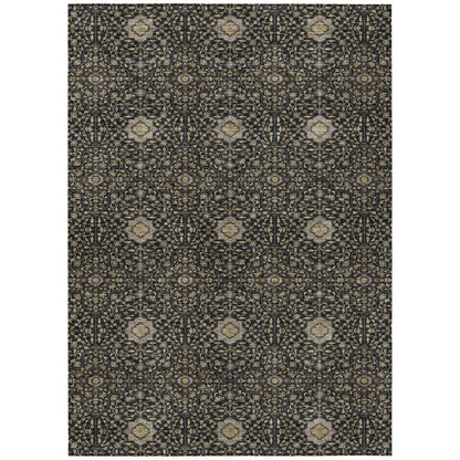 9' X 12' Black Brown And Gray Oriental Washable Indoor Outdoor Area Rug HomeRoots