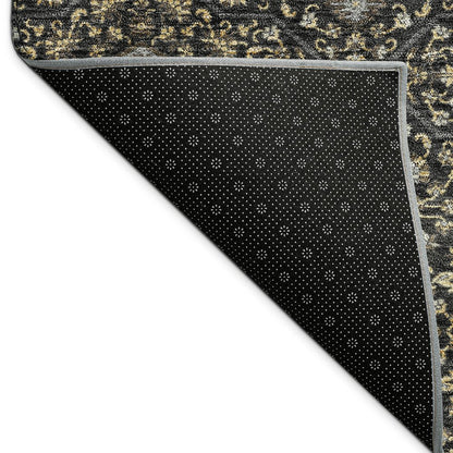 9' X 12' Black Brown And Gray Oriental Washable Indoor Outdoor Area Rug HomeRoots