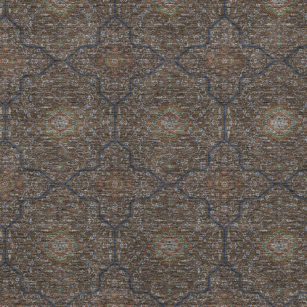 3' X 5' Chocolate Gray And Terra Cotta Oriental Washable Indoor Outdoor Area Rug HomeRoots