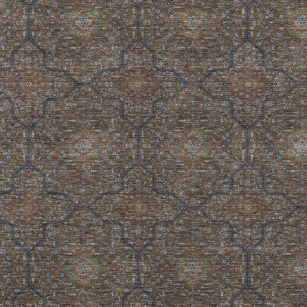 5' X 8' Chocolate Gray And Terra Cotta Oriental Washable Indoor Outdoor Area Rug HomeRoots