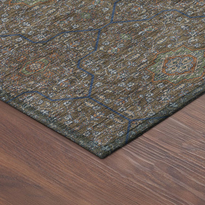 5' X 8' Chocolate Gray And Terra Cotta Oriental Washable Indoor Outdoor Area Rug HomeRoots