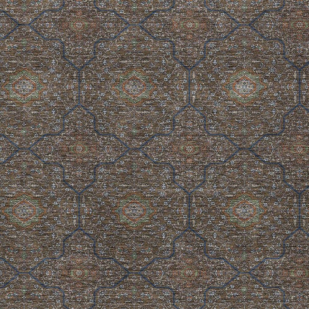 8' X 10' Chocolate Gray And Terra Cotta Oriental Washable Indoor Outdoor Area Rug HomeRoots