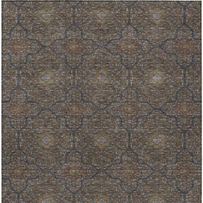 8' X 10' Chocolate Gray And Terra Cotta Oriental Washable Indoor Outdoor Area Rug HomeRoots