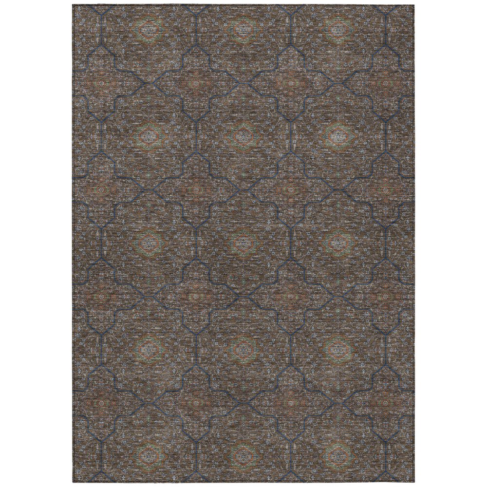 8' X 10' Chocolate Gray And Terra Cotta Oriental Washable Indoor Outdoor Area Rug HomeRoots